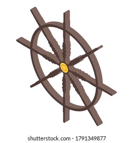 Boat ship wheel icon. Isometric of boat ship wheel vector icon for web design isolated on white background