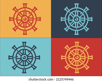 Boat Ship Wheel Logo Template, Simple Flat Icon of nautical,ship,wheel