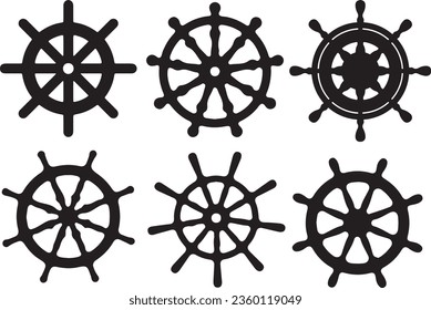Boat Ship Wheel Silhouette Vector Graphic Pack