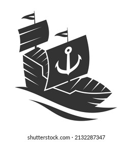 boat ship yacht anchor logo Icon Illustration Brand Identity