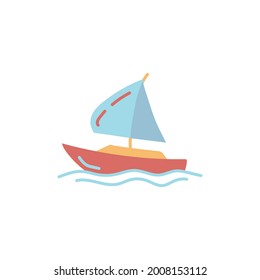 Boat, ship, yacht icon in color icon, isolated on white background 