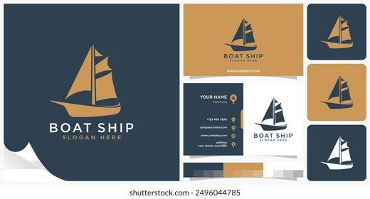 Boat Ship Yacht Sailor Logo, Sailboat on the sea, Sea vessel, ocean liner or nautical caravel