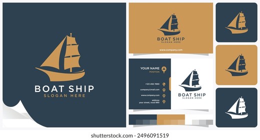 Boat Ship Yacht Sailor Logo, Sailboat on the sea, Sea vessel, ocean liner or nautical caravel