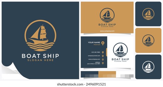 Boat Ship Yacht Sailor Logo, Sailboat on the sea, Sea vessel, ocean liner or nautical caravel