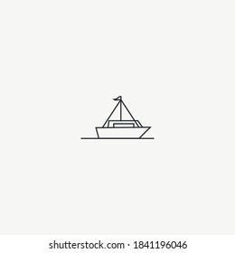 boat ship yacht with wave logo icon
