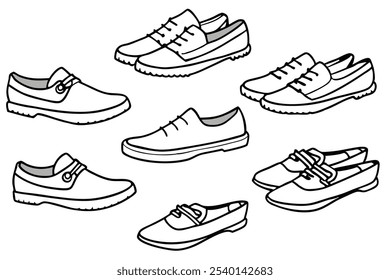 Boat Shoes Line Art Illustration for Design Projects 