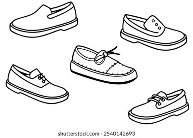 Boat Shoes Line Art Illustration for Design Projects 