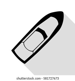 Boat sign. Black icon with flat style shadow path.