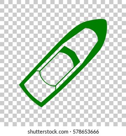 Boat sign. Dark green icon on transparent background.
