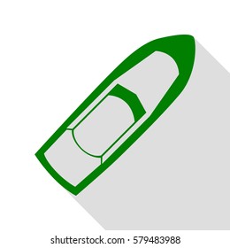 Boat sign. Green icon with flat style shadow path.