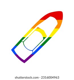 Boat sign. Rainbow gay LGBT rights colored Icon at white Background. Illustration.