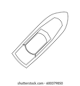 Boat sign. Vector. Black dotted icon on white background. Isolated.