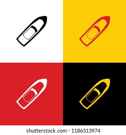 Boat sign. Vector. Icons of german flag on corresponding colors as background.