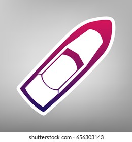 Boat sign. Vector. Purple gradient icon on white paper at gray background.