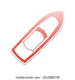 Boat sign. Vector. Reddish icon with white and gray shadow on white background. Isolated.