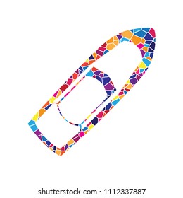 Boat sign. Vector. Stained glass icon on white background. Colorful polygons. Isolated.