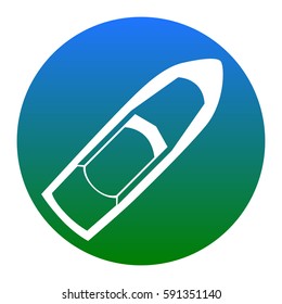 Boat sign. Vector. White icon in bluish circle on white background. Isolated.