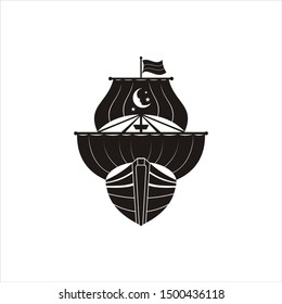 Boat Silhouette Black vector Illustration Art