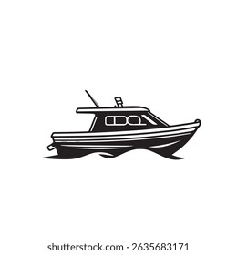 Boat silhouette on white background. Boat icon. Boat logo. Vector illustration.	