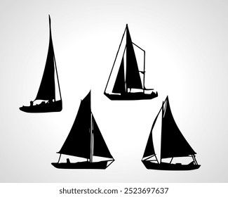 Boat Silhouette Vectors and Illustrations