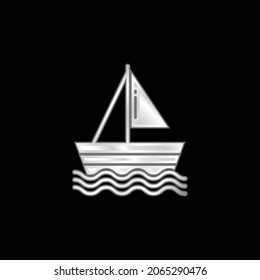 Boat silver plated metallic icon