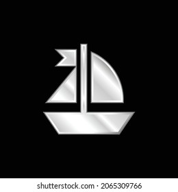 Boat silver plated metallic icon