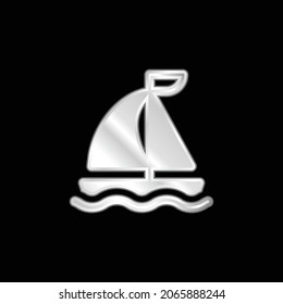 Boat silver plated metallic icon
