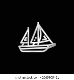 Boat silver plated metallic icon