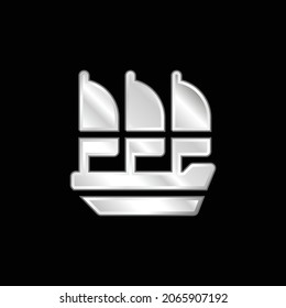 Boat silver plated metallic icon