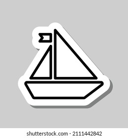 Boat simple icon. Flat desing. Sticker with shadow on gray background.ai