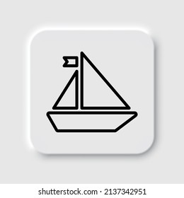 Boat simple icon. Flat desing. Neumorphism design.ai