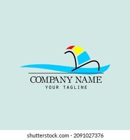 boat simple line art illustration logo design. boat rent. water taxi