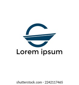 Boat simple logo with letter g or c, boat icon template vector design