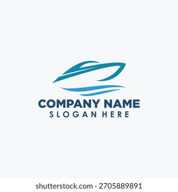 boat simple logo template, beach and travel logo design