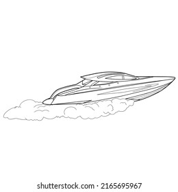 boat sketch, coloring, isolated object on a white background, vector illustration, eps