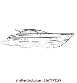 boat sketch, coloring, isolated object on a white background, vector illustration, eps