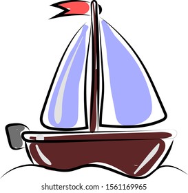 Boat sketch, illustration, vector on white background.