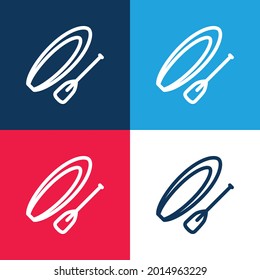 Boote und Soak Blau und Rot vier Farben minimale Icon Set