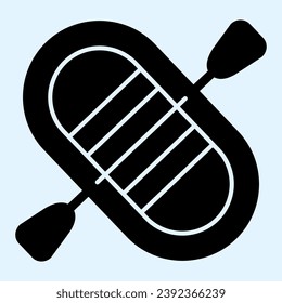 Boat solid icon. Canoe with paddles. Sport vector design concept, glyph style pictogram on white background, use for web and app. Eps 10