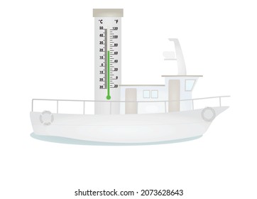 Termómetro de recuerdo de barco. ilustración vectorial