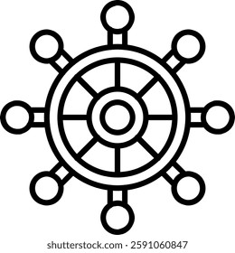 Boat Steering Line Vector Icon Design
