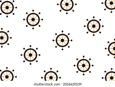 boat steering wheel background with a mix of light brown and dark brown colors, on a white background