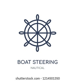 Boat Steering Wheel icon. Boat Steering Wheel linear symbol design from Nautical collection. Simple outline element vector illustration on white background.