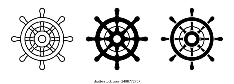 boat steering wheel icon set. vintage design isolated on white background