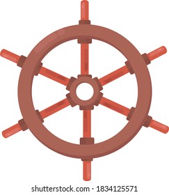 Boat steering wheel, illustration, vector on white background