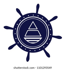 Boat and Steering Wheel Logo Icon Design