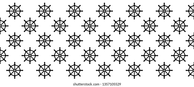 Boat steering wheel. Maritime handwheel. line pattern. Funny pirate, pirates sign. Flat vector sea ship symbol. Happy halloween party. Anchor.