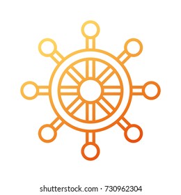 boat steering wheel nautical adventure travel icon on white background