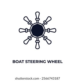 boat steering wheel outline icon. Linear vector from nautical concept. Thin line boat steering wheel icon isolated on white background