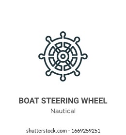 Boat steering wheel outline vector icon. Thin line black boat steering wheel icon, flat vector simple element illustration from editable nautical concept isolated stroke on white background